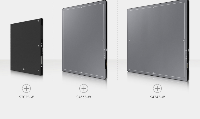 Drei Detektoren von Samsung in unterschiedlichen Größen.