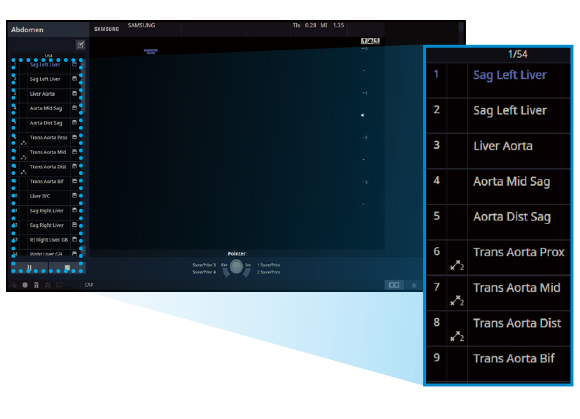 layout del software EZ- Exam+ in fase di utilizzo