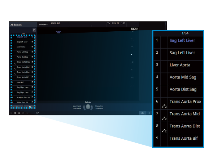 layout del software EZ- Exam+ in fase di utilizzo