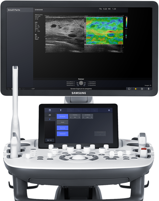 Ecografo HS50 con software Elastoscan™ in funzione