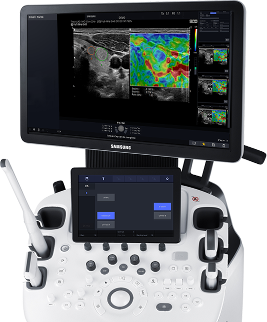 Ecografo HS60 in funzione con software Elastoscan™ in funzione